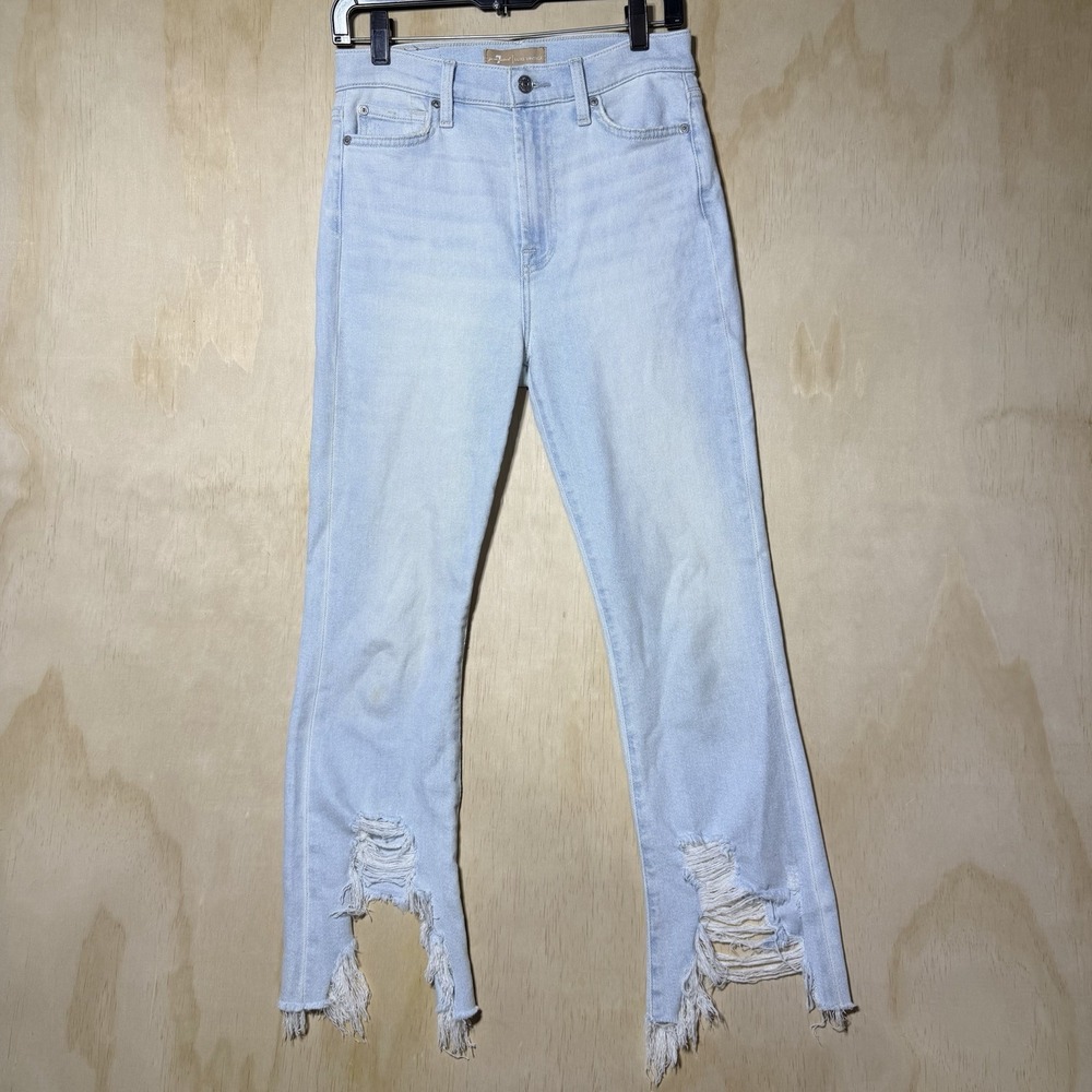 7 For All Mankind High Waist Slim Kick Jeans Women's 27 Distressed Raw Hem